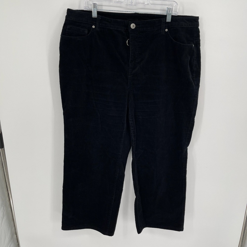 Style & Co Women's Black Corduroy Flat Front Straight Leg Casual Pants Size 20W